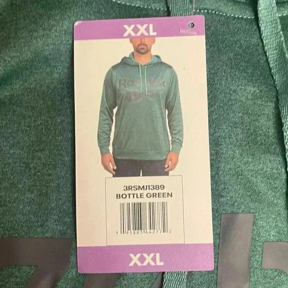 Reebok Green Front Chest Logo Hoodie Pullover Sweater Mens size XXL New - Picture 4 of 12